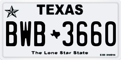 TX license plate BWB3660