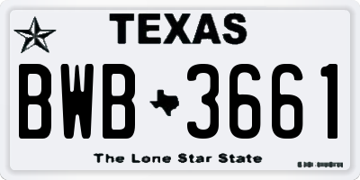 TX license plate BWB3661