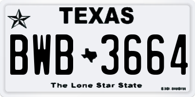 TX license plate BWB3664