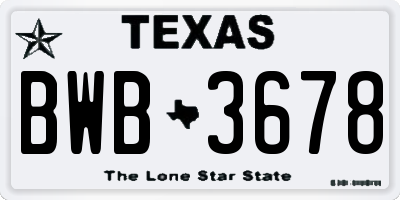 TX license plate BWB3678