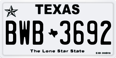 TX license plate BWB3692