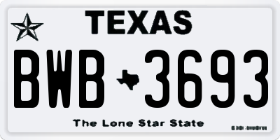 TX license plate BWB3693