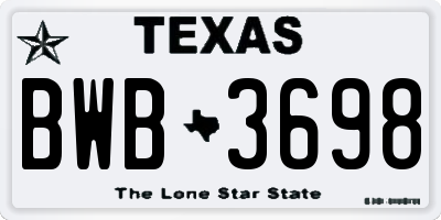 TX license plate BWB3698