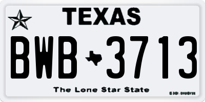 TX license plate BWB3713