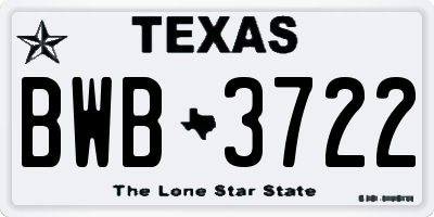 TX license plate BWB3722
