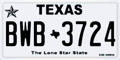 TX license plate BWB3724
