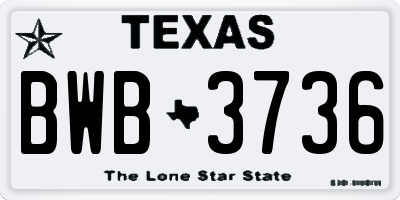 TX license plate BWB3736