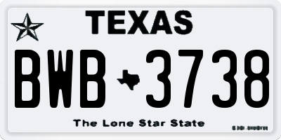 TX license plate BWB3738