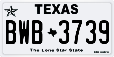 TX license plate BWB3739