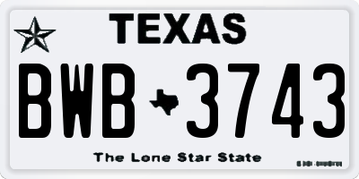TX license plate BWB3743
