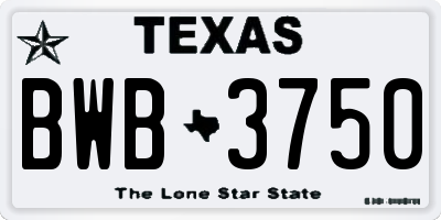 TX license plate BWB3750