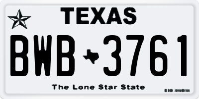 TX license plate BWB3761