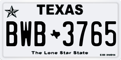 TX license plate BWB3765