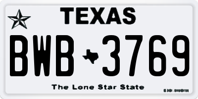 TX license plate BWB3769