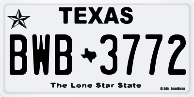 TX license plate BWB3772