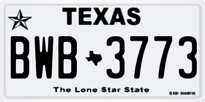 TX license plate BWB3773