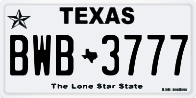 TX license plate BWB3777