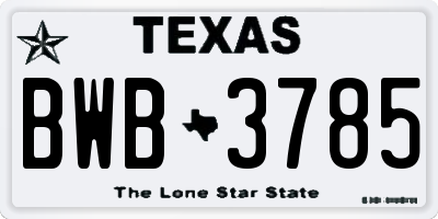 TX license plate BWB3785