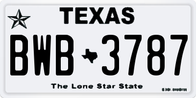 TX license plate BWB3787
