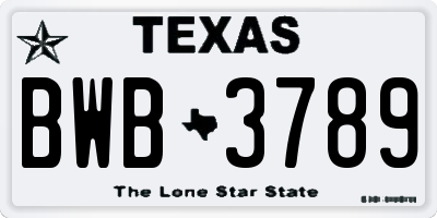 TX license plate BWB3789