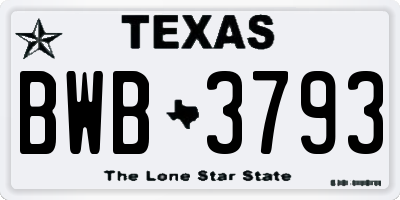 TX license plate BWB3793