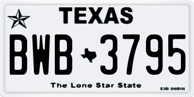 TX license plate BWB3795