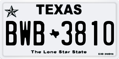TX license plate BWB3810