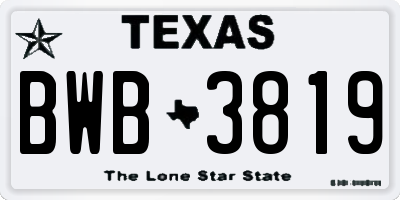 TX license plate BWB3819