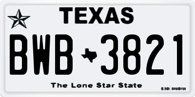 TX license plate BWB3821