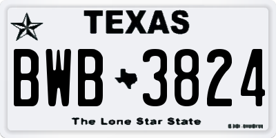 TX license plate BWB3824
