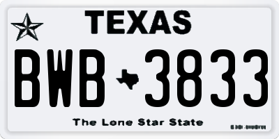 TX license plate BWB3833