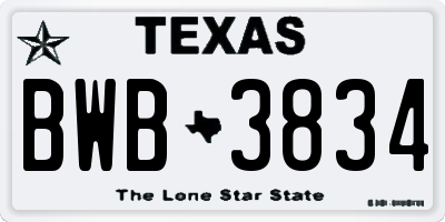 TX license plate BWB3834
