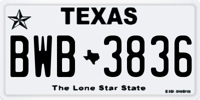 TX license plate BWB3836