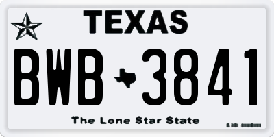 TX license plate BWB3841