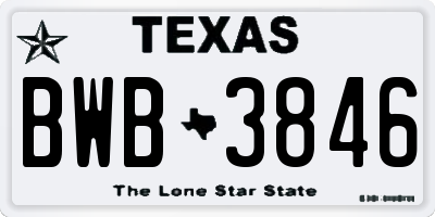 TX license plate BWB3846