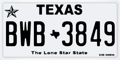 TX license plate BWB3849