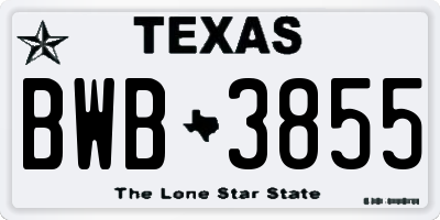 TX license plate BWB3855