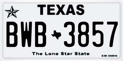 TX license plate BWB3857
