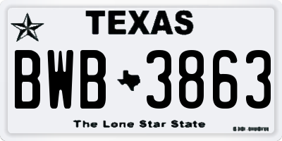 TX license plate BWB3863