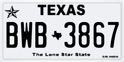 TX license plate BWB3867