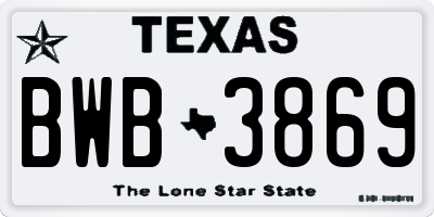 TX license plate BWB3869