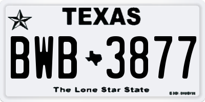 TX license plate BWB3877
