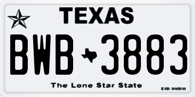 TX license plate BWB3883