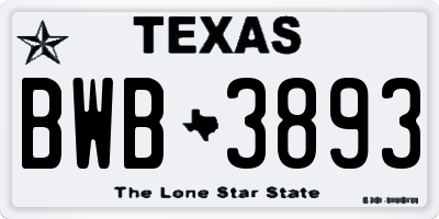 TX license plate BWB3893