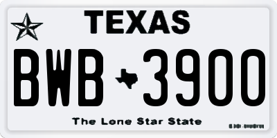 TX license plate BWB3900