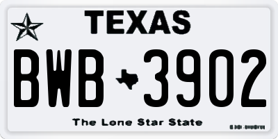 TX license plate BWB3902