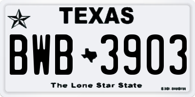 TX license plate BWB3903