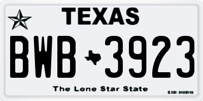 TX license plate BWB3923