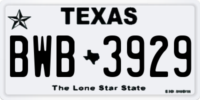 TX license plate BWB3929