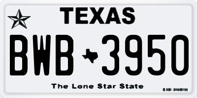 TX license plate BWB3950